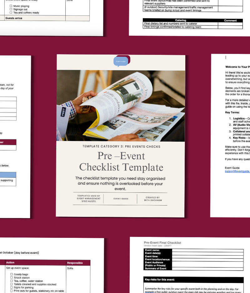 Pre-Event Checklist -Important Final Tasks To Complete Before Your Event Day