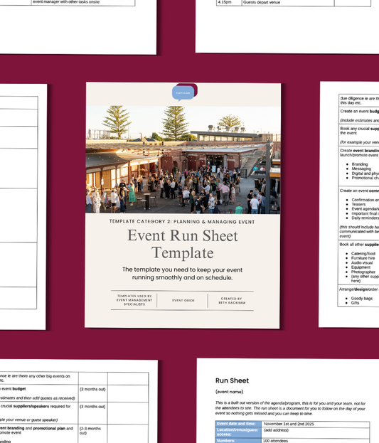 Event Run Sheet - Guided Template - Ensure Your Event Runs Smoothly From Start To End