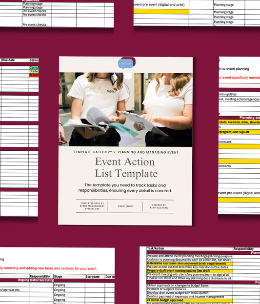 Event Action List - Guided Template - Step-by-Step Task Management
