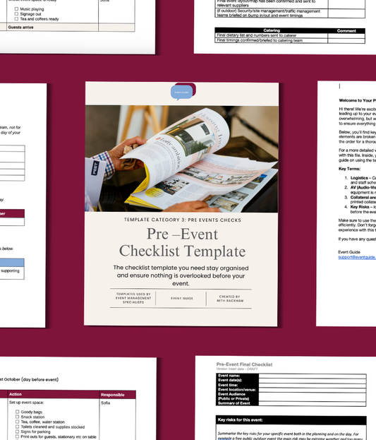 Pre-Event Checklist -Important Final Tasks To Complete Before Your Event Day